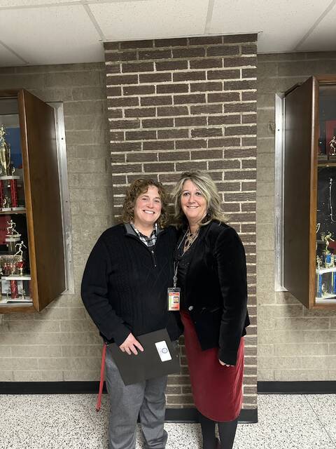 Dr. Davis with Superintendent Melissa Kircher. Photo courtesy Bethel-Tate Schools.
