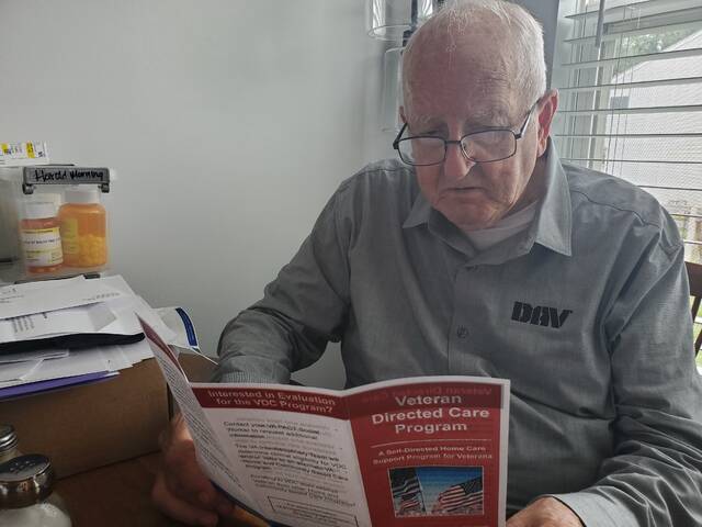 130629551_web1_20240515_141217
Disabled American Veterans (DAV) Chapter #63 (Clermont County) Vice-Commander Ray Hutchinson ponders a brochure for the new Veteran Directed Care (VDC) Program. The Cincinnati Department of Veterans Affairs Medical Center (VAMC) has launched this Program in May of 2024. It compliments the highly successful VA Home and Community-Based Care Programs for our disabled veterans, stated Hutchinson. More information in enrolling in this free VAMC Program can be obtained from Kevin Beck at (513) 861-3100 Extension 201669 or kevin.beck2@va.gov.