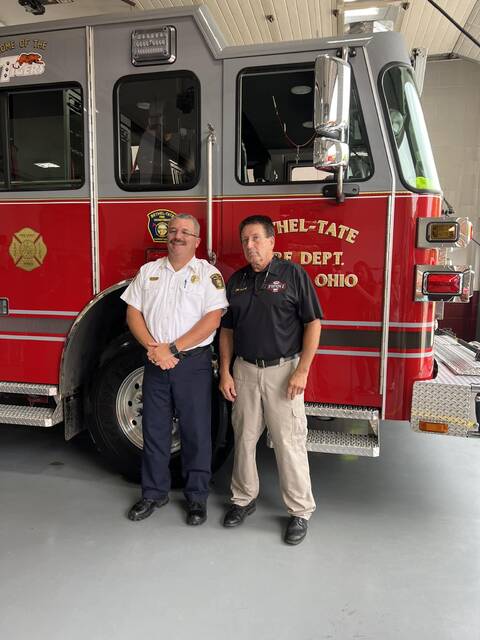 130815153_web1_453722644_876349881192014_5389292684293215292_n
Pictured, from left, are Bethel-Tate Fire Department Chief Chris Cooper and former BTFD Fire Chief Richard Stowell.