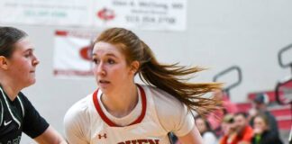 
			
				                                Goshen’s Aubrie Huxel was named first-team all-conference as a sophomore after averaging 11.0 PPG and 7.5 RPG. Photo provided.
 
			
		