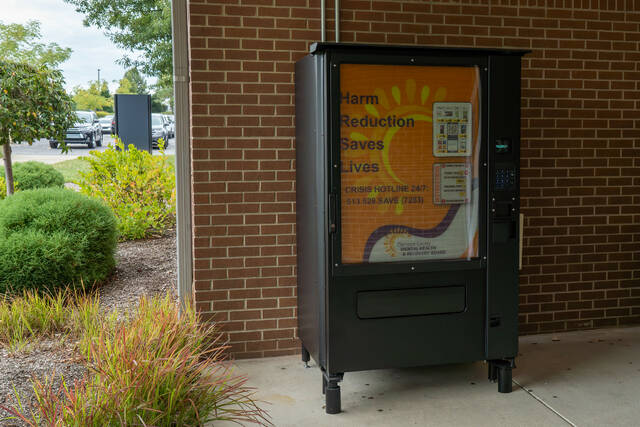 131172795_web1_harm-reduction-machine
The new harm reduction vending machine on UC Clermonts Batavia campus, located near the rear entrance of the McDonough Building. Photo courtesy Danny Kidd.