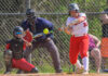 
			
				                                New Richmond’s Rae Hartigan makes contact with a pitch thrown by Goshen’s Skye Shaw during the first inning of an American Division game April 23, 2025, at Goshen High School.
                                 Photo by Sun Sports Reporter Jake Dowling

			
		