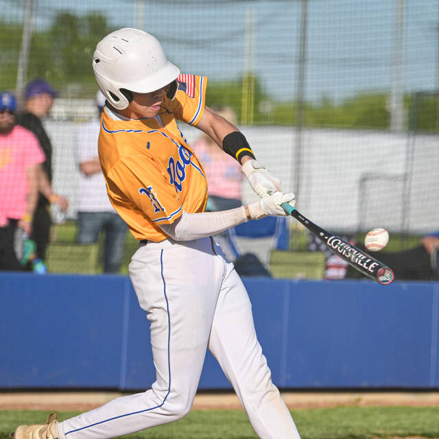 131505585_web1_Western-Brown-at-CNE-Baseball
Clermont Northeasterns Sammy Woolery makes contact with the ball during a Southern Buckeye Athletic and Academic Conference game May 9, 2025, against Western Brown at CNE High School in Owensville.
Photo by Sun Sports Reporter Jake Dowling