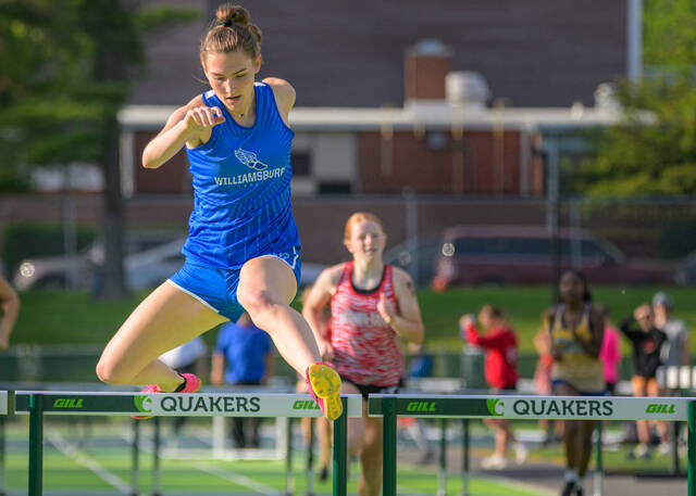 131541091_web1_DSC_6445
Williamsburgs Maggie Carver competes in the girls 300-meter hurdles May 14, 2025, at the Southern Buckeye Athletic and Academic Conference Championship Meet at Wilmington College in Wilmington. Carver advanced to the Division III regional meet in the 100- and 300-meter hurdles.
File photo by Sun Sports Reporter Jake Dowling