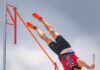 New Richmond’s Grant Harrison clears the bar at 16 feet, 7 inches to set a new Ohio High School Athletic Association State Meet Division II record on May 6, 2025, at Jesse Owens Memorial Stadium in Columbus. Harrison won his second straight outdoor state track and field title in the pole vault. Photo by Sun Sports Reporter Jake Dowling