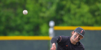 
			
				                                Loveland relief pitcher Will Bertke fires the ball to home plate during a Division II, Region 8 championship game June 5, 2025, against Anthony Wayne at Athletes in Action Sports Complex in Xenia.
                                 Photo by Sun Sports Reporter Jake Dowling

			
		