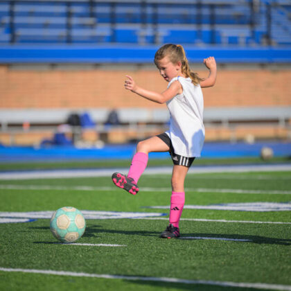 Reesan Attinger passes the ball during a game of keep away June 24, 2025, at the Williamsburg Soccer Camp at Ken Osborne Field at Abrams Stadium in Williamsburg.
Photo by Sun Sports Reporter Jake Dowling
Photo by Sun Sports Reporter Jake Dowling