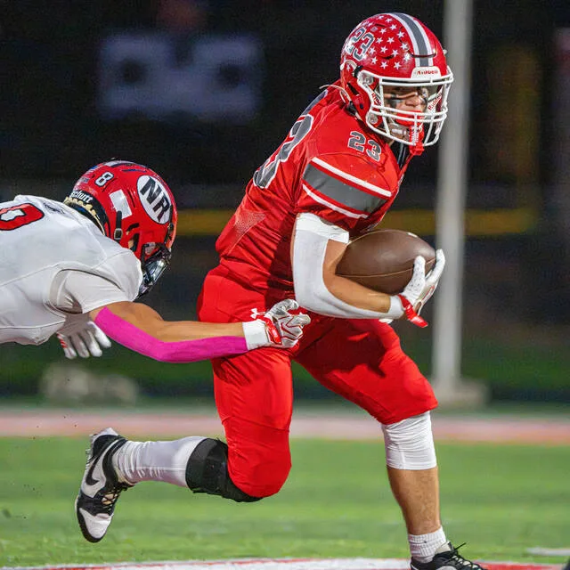 Goshen running back Gage Croley breaks a tackle during a Southern Buckeye Athletic and Academic Conference American Division game Oct. 2, 2026, against New Richmond at George Rise Field at Jim Brown Stadium in Goshen. Jake Dowling/The Clermont Sun